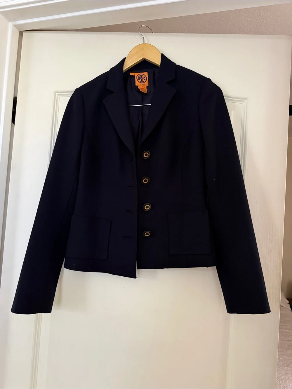Tory Burch Navy Tailored Four-Button Blazer